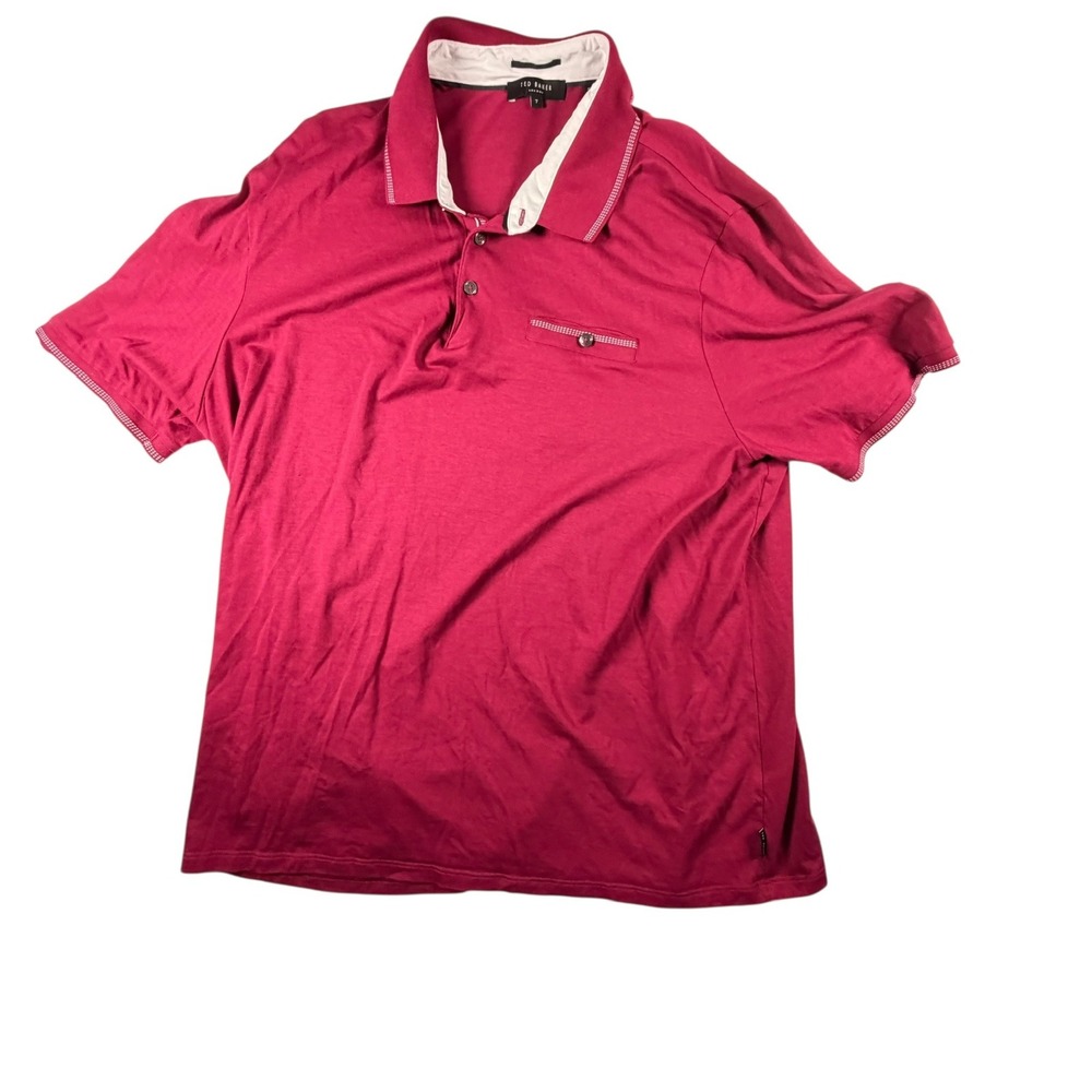 Ted Baker Polo Shirt Men's  XXL Berry Red Excellent Short Sleeve Free Ship